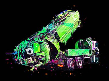 Büyük bir benzin deposu yol alıyor. Resim, antika, antika.