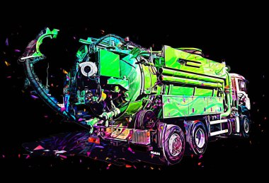 Büyük bir benzin deposu yol alıyor. Resim, antika, antika.