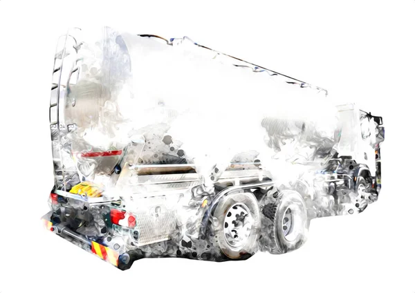 Büyük bir benzin deposu yol alıyor. Resim, antika, antika.