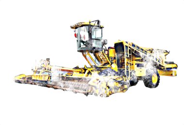 Modern tarımsal birleşim beyaz arka planda izole edilmiş eskiz eskizi antika