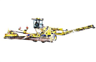 Modern tarımsal birleşim beyaz arka planda izole edilmiş eskiz eskizi antika