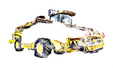 Modern tarımsal birleşim beyaz arka planda izole edilmiş eskiz eskizi antika