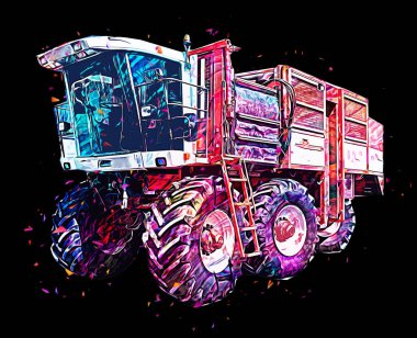 Modern tarımsal birleşim beyaz arka planda izole edilmiş eskiz eskizi antika