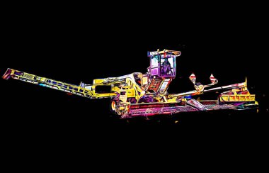 Modern tarımsal birleşim beyaz arka planda izole edilmiş eskiz eskizi antika