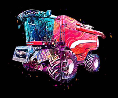 Modern tarımsal birleşim beyaz arka planda izole edilmiş eskiz eskizi antika