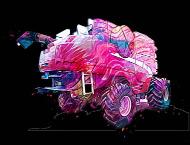 Modern tarımsal birleşim beyaz arka planda izole edilmiş eskiz eskizi antika