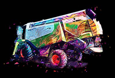 Modern tarımsal birleşim beyaz arka planda izole edilmiş eskiz eskizi antika