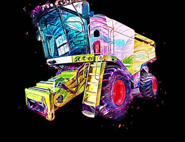 Modern tarımsal birleşim beyaz arka planda izole edilmiş eskiz eskizi antika