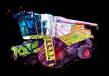 Modern tarımsal birleşim beyaz arka planda izole edilmiş eskiz eskizi antika