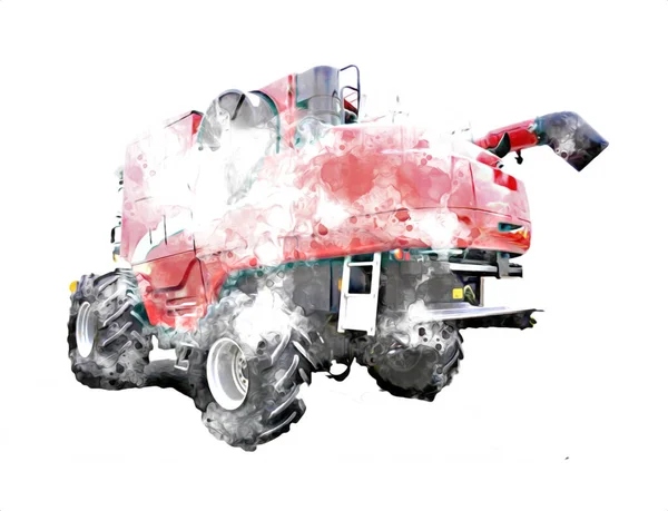 Modern tarımsal birleşim beyaz arka planda izole edilmiş eskiz eskizi antika