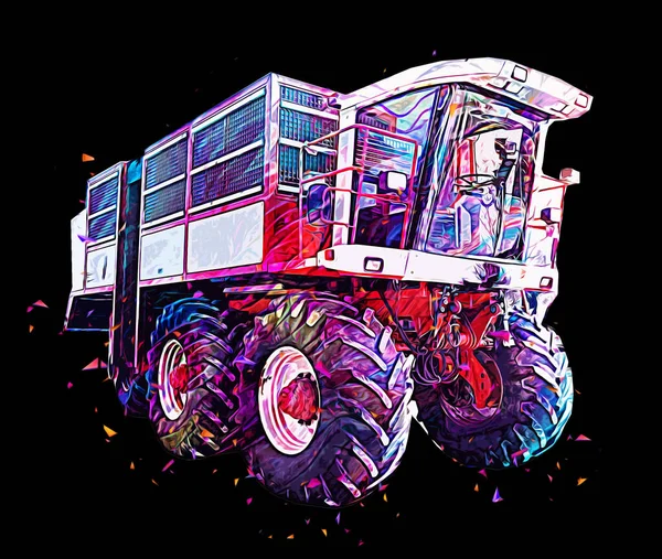 Modern Agricultural Combine Isolated White Background Drawing Sketch Retro Antique — Stock Photo, Image