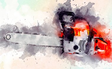 Zincirli testere çizimi, eskiz, antika, antika...