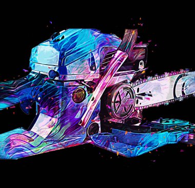 Zincirli testere çizimi, eskiz, antika, antika...