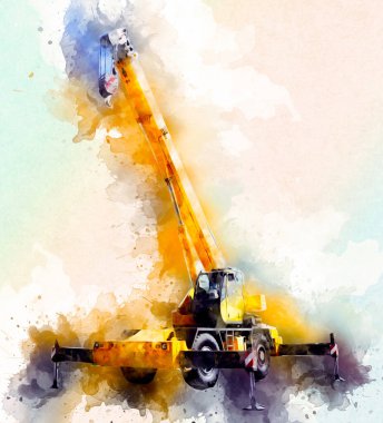 İnşaat sahasında forklift, yapım parçaları çizim sanatını yükseltmeye hazırlanıyor