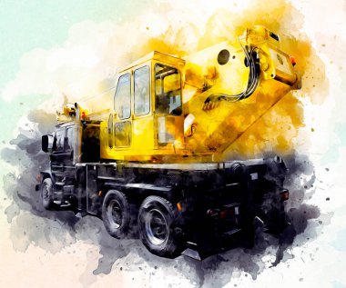 İnşaat sahasında forklift, yapım parçaları çizim sanatını yükseltmeye hazırlanıyor