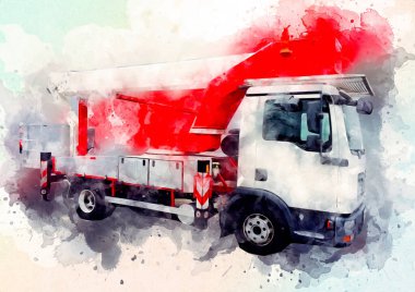 İnşaat sahasında forklift, yapım parçaları çizim sanatını yükseltmeye hazırlanıyor