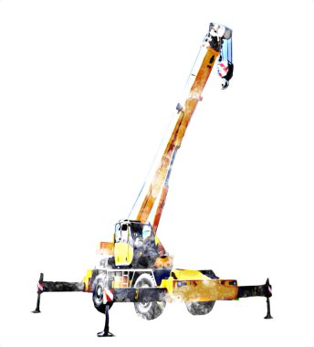 İnşaat sahasında forklift, yapım parçaları çizim sanatını yükseltmeye hazırlanıyor