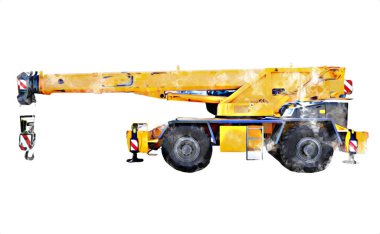 İnşaat sahasında forklift, yapım parçaları çizim sanatını yükseltmeye hazırlanıyor