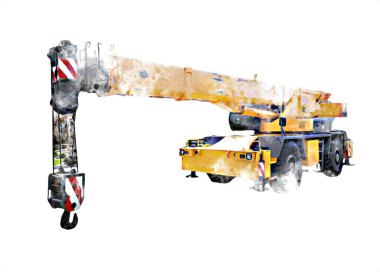 İnşaat sahasında forklift, yapım parçaları çizim sanatını yükseltmeye hazırlanıyor