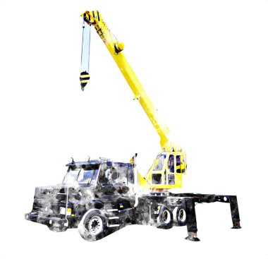 İnşaat sahasında forklift, yapım parçaları çizim sanatını yükseltmeye hazırlanıyor