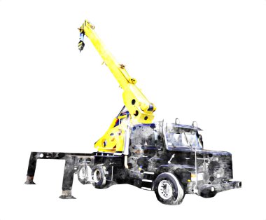 İnşaat sahasında forklift, yapım parçaları çizim sanatını yükseltmeye hazırlanıyor