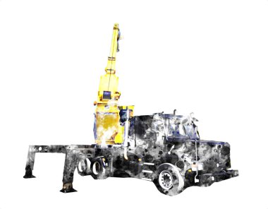 İnşaat sahasında forklift, yapım parçaları çizim sanatını yükseltmeye hazırlanıyor