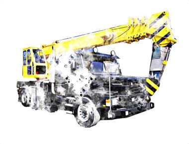 İnşaat sahasında forklift, yapım parçaları çizim sanatını yükseltmeye hazırlanıyor