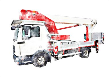 İnşaat sahasında forklift, yapım parçaları çizim sanatını yükseltmeye hazırlanıyor