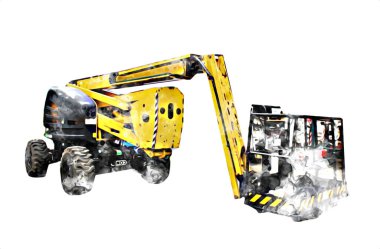 İnşaat sahasında forklift, yapım parçaları çizim sanatını yükseltmeye hazırlanıyor