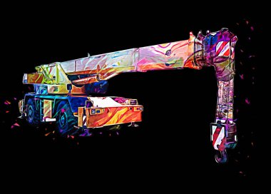 İnşaat sahasında forklift, yapım parçaları çizim sanatını yükseltmeye hazırlanıyor