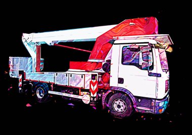 İnşaat sahasında forklift, yapım parçaları çizim sanatını yükseltmeye hazırlanıyor