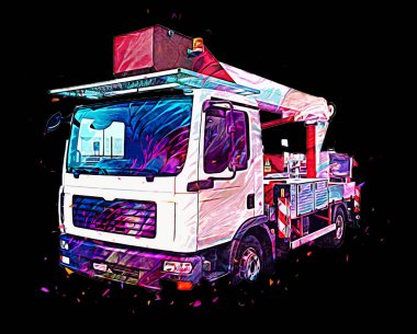 İnşaat sahasında forklift, yapım parçaları çizim sanatını yükseltmeye hazırlanıyor