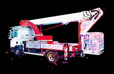 İnşaat sahasında forklift, yapım parçaları çizim sanatını yükseltmeye hazırlanıyor