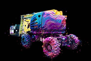 İnşaat sahasında forklift, yapım parçaları çizim sanatını yükseltmeye hazırlanıyor