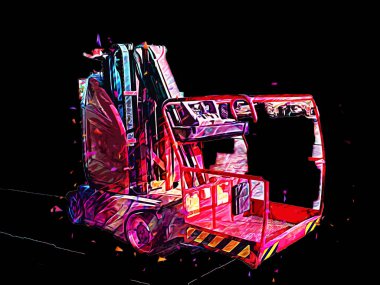 İnşaat sahasında forklift, yapım parçaları çizim sanatını yükseltmeye hazırlanıyor