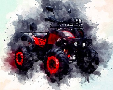 ATV Dörtlü Bisiklet, Her Arazi Aracı, kırpma yolu sanat çizimi klasik çizimi