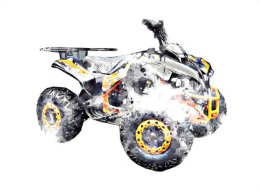 ATV Dörtlü Bisiklet, Her Arazi Aracı, kırpma yolu sanat çizimi klasik çizimi