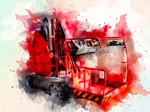 Carrello Elevatore Cantiere Prepara Sollevare Parti Costruzione Illustratore Disegno Arte — Foto Stock