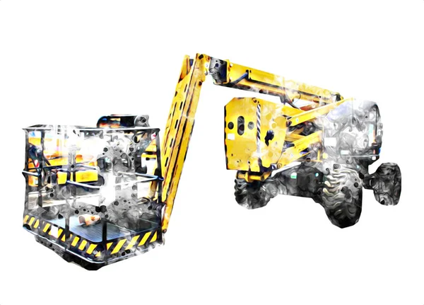 İnşaat sahasında forklift, yapım parçaları çizim sanatını yükseltmeye hazırlanıyor