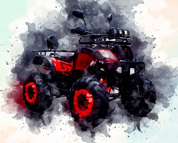 ATV Dörtlü Bisiklet, Her Arazi Aracı, kırpma yolu sanat çizimi klasik çizimi
