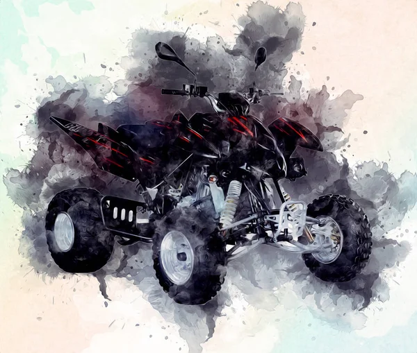 Atv Quad Bike All Terrain Vehicle Cliclipping Path Art Illustration — 스톡 사진