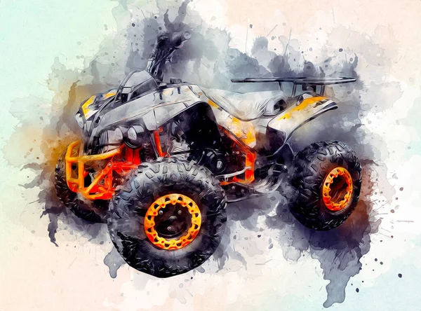 Atv Quad Bike Veicolo All Terrain Con Percorso Ritaglio Illustrazione — Foto Stock