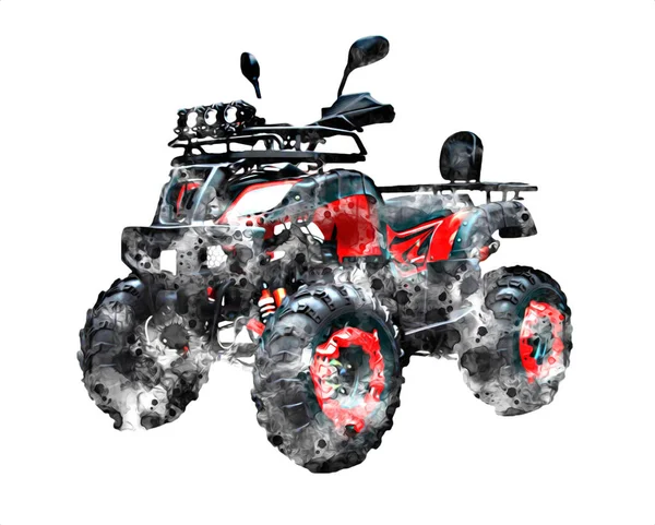 Atv Quad Мотоцикл All Terrain Автомобіль Відсічним Контуром Мистецтво Ілюстрація — стокове фото