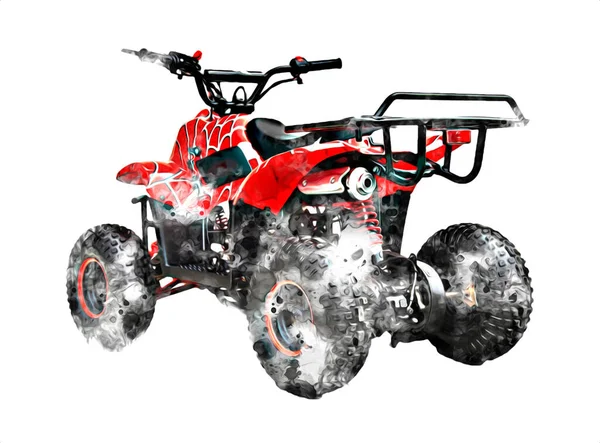 Atv Quad Мотоцикл All Terrain Автомобіль Відсічним Контуром Мистецтво Ілюстрація — стокове фото