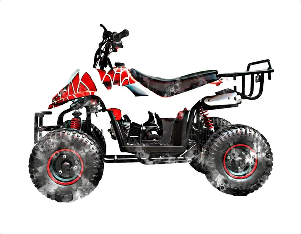 Atv Quad Bike All Terrain Vehicle Cliclipping Path Art Illustration — 스톡 사진