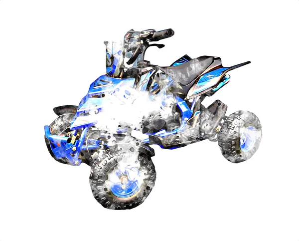 Atv Quad Bike Veicolo All Terrain Con Percorso Ritaglio Illustrazione — Foto Stock