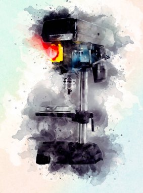 Matkap ucu ile kablosuz matkap aynı zamanda vida silah sanat çizimi çizim çizimi olarak çalışır