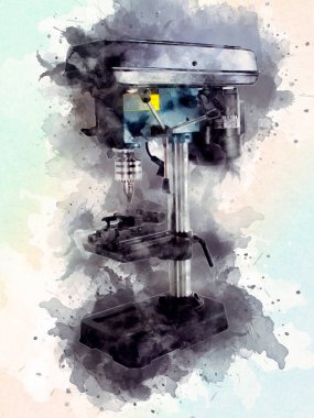 Matkap ucu ile kablosuz matkap aynı zamanda vida silah sanat çizimi çizim çizimi olarak çalışır