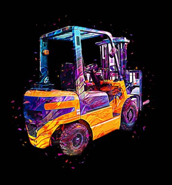 Beyaz izole edilmiş arkaplan resim çizimi üzerine forklift kamyonu