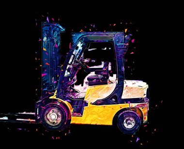 Beyaz izole edilmiş arkaplan resim çizimi üzerine forklift kamyonu